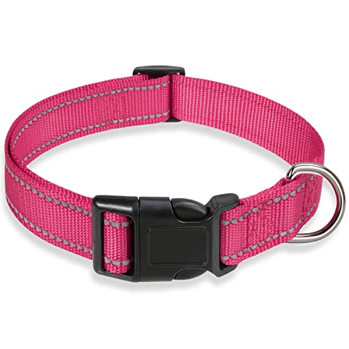 Pink Reflective Adjustable Dog Collar for All Sizes
