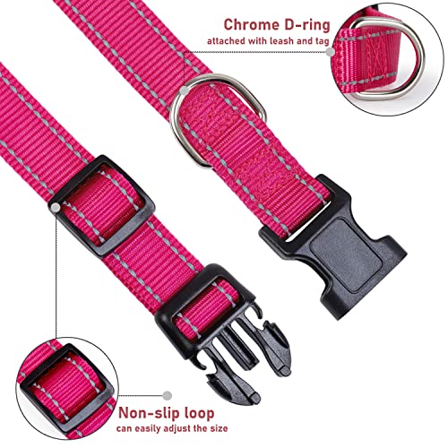 Pink Reflective Adjustable Dog Collar for All Sizes