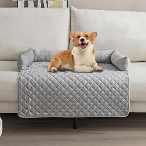 Washable Dog Bed Mat with Pillows, Light Grey
