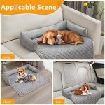 Washable Dog Bed Mat with Pillows, Light Grey