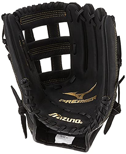 Mizuno unisex adult 12" Premier Series Slowpitch Softball Glove 12 , Black/Gold H Web, US