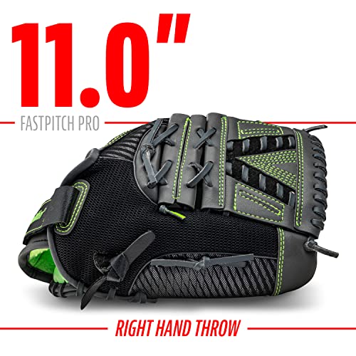 Franklin Sports Softball Glove - Windmill Fastpitch + Slowpitch Softball Glove - Green Softball Mitt - Right Hand Throw Adult + Youth - 13", Lime