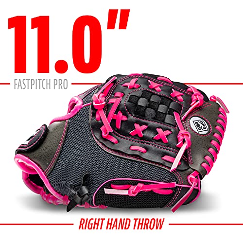 Franklin Sports Girls Softball Glove - Women's Windmill Fastpitch + Slowpitch Softball Glove - Pink Softball Mitt - Right Hand Throw Adult + Youth - 11"