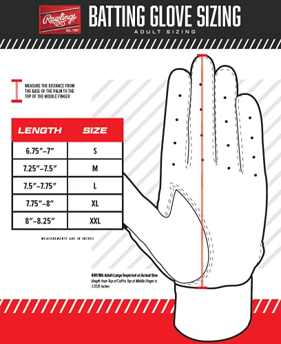 Rawlings 5150 Batting Gloves - Adult Large, White