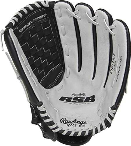 Rawlings Softball Series Glove, Basket Web, 14 inch, Right Hand Throw, Black/Gray (RSB140GB-6/0 14 BSK/NFC)