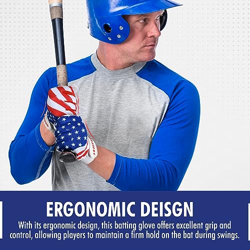 American Flag Baseball Batting Gloves for Youth