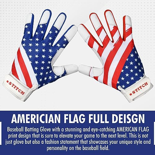 American Flag Baseball Batting Gloves for Youth