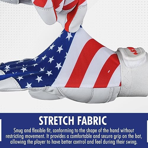 American Flag Baseball Batting Gloves for Youth