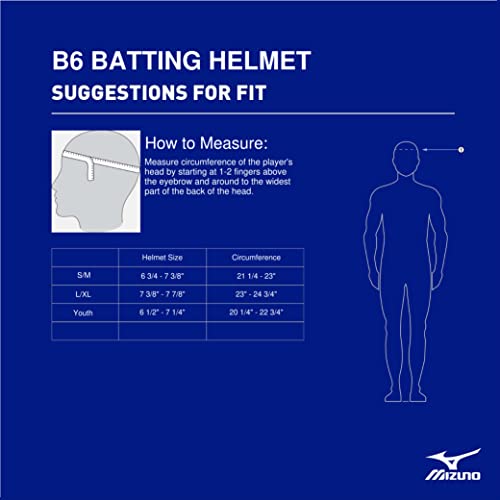 Mizuno B6 Adult Batting Helmet, Black, Small/Medium