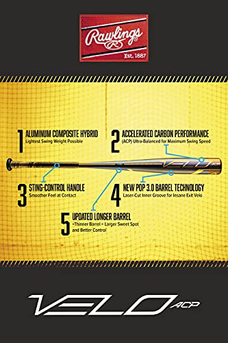 Rawlings VELO BBCOR Baseball Bat -3 Drop