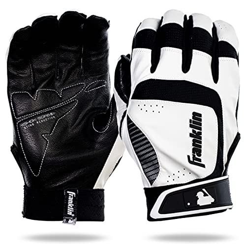 Franklin Sports MLB Adult Batting Gloves - White/Black