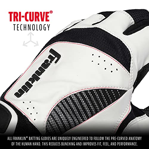 Franklin Sports MLB Adult Batting Gloves - White/Black