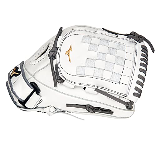 Mizuno GMVP1200PF4W MVP Prime Fastpitch Softball Glove 12", Tartan Web, Right Hand Throw, WHITE-GREY