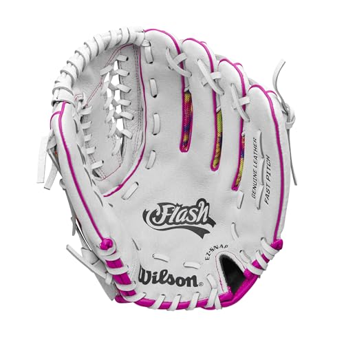 Wilson 2024 A440™ Flash™ 12” Youth Outfield Fastpitch Softball Glove - Right Hand Throw, White/Pink/Tie Dye