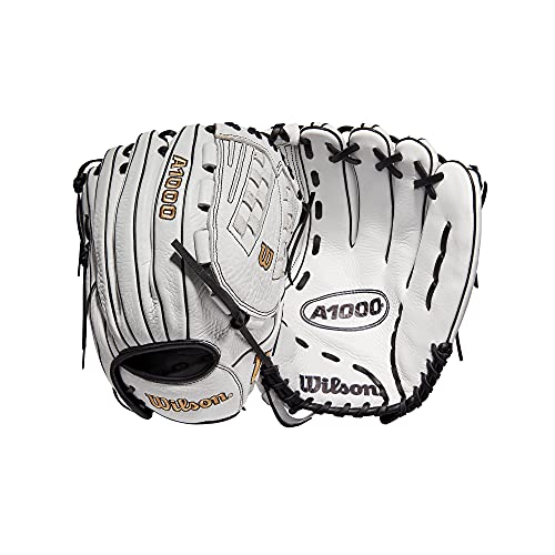 Wilson 2022 A1000 V125 12.5" Fastpitch Outfield Glove - Right Hand Throw, Black/White/ Metallic Gold