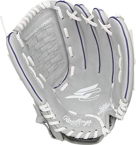 Rawlings Fastpitch Softball Glove, Purple/Grey/White, 12 inch