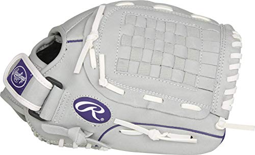 Rawlings Fastpitch Softball Glove, Purple/Grey/White, 12 inch