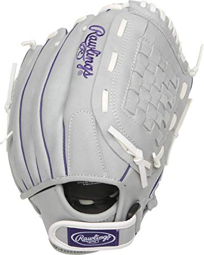Rawlings Fastpitch Softball Glove, Purple/Grey/White, 12 inch