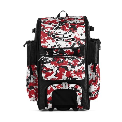 Boombah Rolling Gear Bag - Digital Camo Black/Red