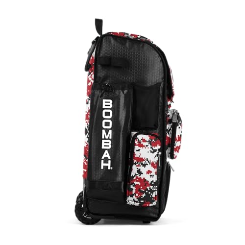 Boombah Rolling Gear Bag - Digital Camo Black/Red