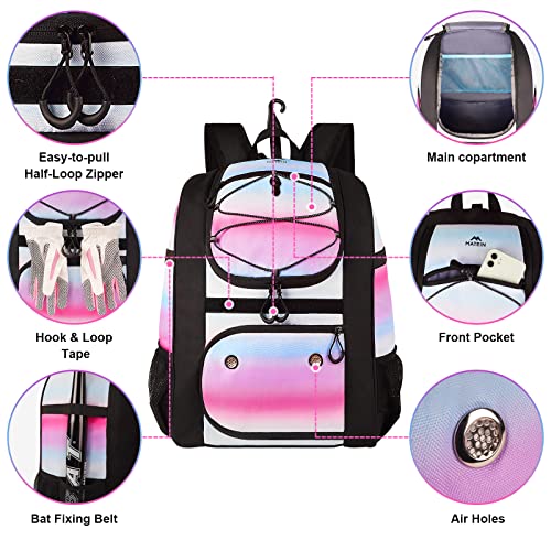 Baseball Bat Backpack with Shoe Compartment, Fence Hook