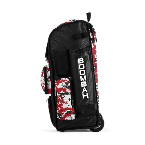 Boombah Rolling Gear Bag - Digital Camo Black/Red