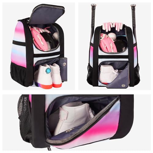 Baseball Bat Backpack with Shoe Compartment, Fence Hook