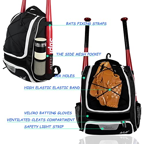 Baseball Backpack Bag with Bat Holder & Fence Hook