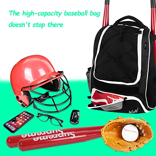 Baseball Backpack Bag with Bat Holder & Fence Hook