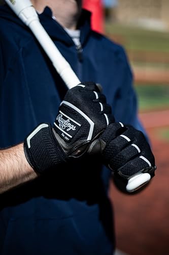 Rawlings Baseball Batting Gloves | Compression Strap | Adult Large | White