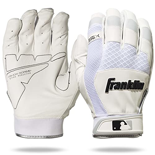 MLB Shok Sorb Batting Gloves - White - Adult M