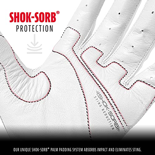 MLB Shok Sorb Batting Gloves - White - Adult M
