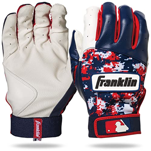 Franklin MLB Youth Large Baseball Batting Gloves - White/Navy/Red
