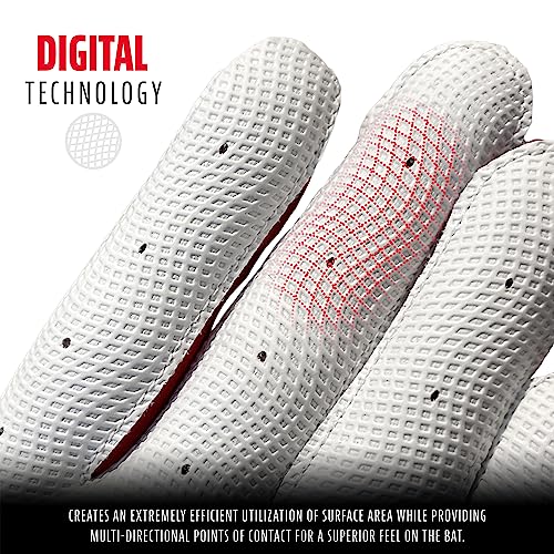 Franklin MLB Youth Large Baseball Batting Gloves - White/Navy/Red