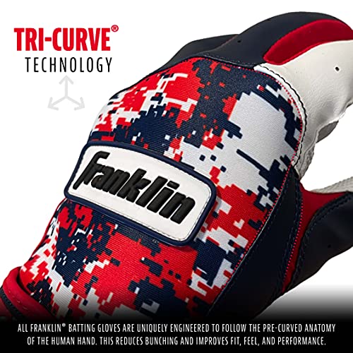 Franklin MLB Youth Large Baseball Batting Gloves - White/Navy/Red