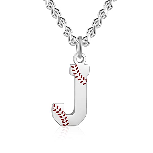 AIAINAGI Customizable Baseball Initial Necklace - Stainless Steel