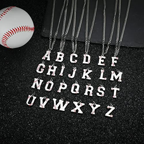 AIAINAGI Customizable Baseball Initial Necklace - Stainless Steel