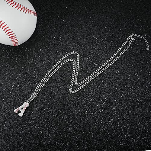 AIAINAGI Customizable Baseball Initial Necklace - Stainless Steel