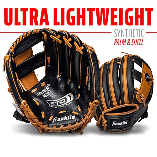 Youth Baseball Glove & Ball Set, Black/Tan, 9.5 US