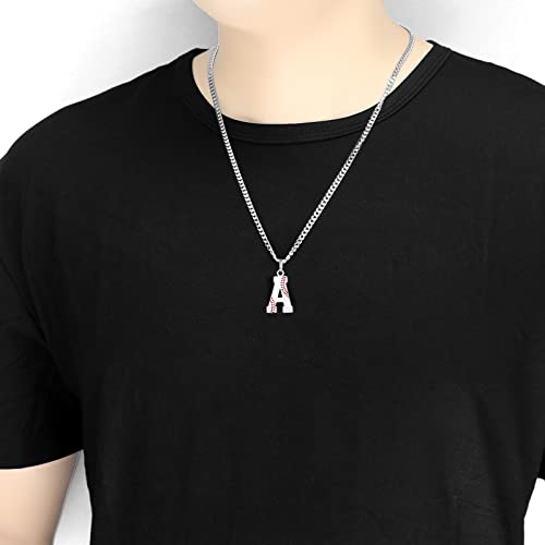 AIAINAGI Customizable Baseball Initial Necklace - Stainless Steel