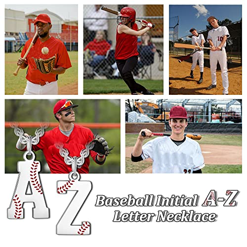 AIAINAGI Customizable Baseball Initial Necklace - Stainless Steel