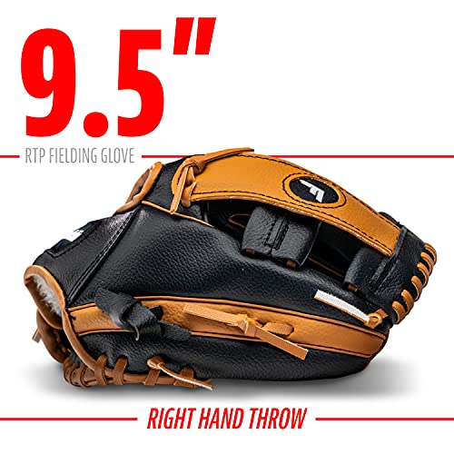 Youth Baseball Glove & Ball Set, Black/Tan, 9.5 US