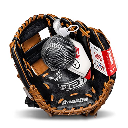 Youth Baseball Glove & Ball Set, Black/Tan, 9.5 US