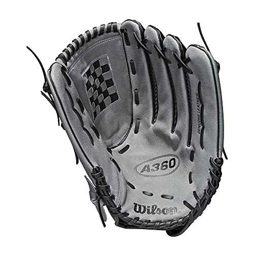 Wilson 2021 A360 SP13 13" Slowpitch Softball Glove - Left Hand Throw, Black/Grey