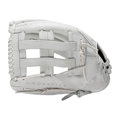 Miken Pro Series Slowpitch Softball Glove, 13 inch, White, Right Hand Throw