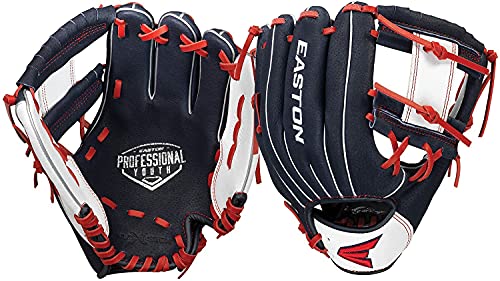 Easton Youth Baseball Glove, 10", RHT, Navy/White/Red, I Web