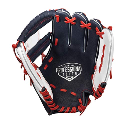 Easton Youth Baseball Glove, 10", RHT, Navy/White/Red, I Web