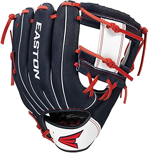 Easton Youth Baseball Glove, 10", RHT, Navy/White/Red, I Web