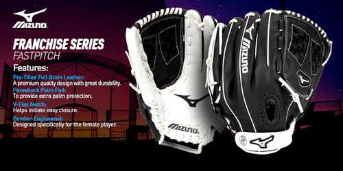 Mizuno GFN1251F4 Franchise Series Fastpitch Softball Glove 12.5", Right Hand Throw, BLACK