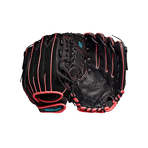 Wilson 2022 A440 Fastpitch Outfield Glove - Right Hand, Black/Pink/Tropical Blue